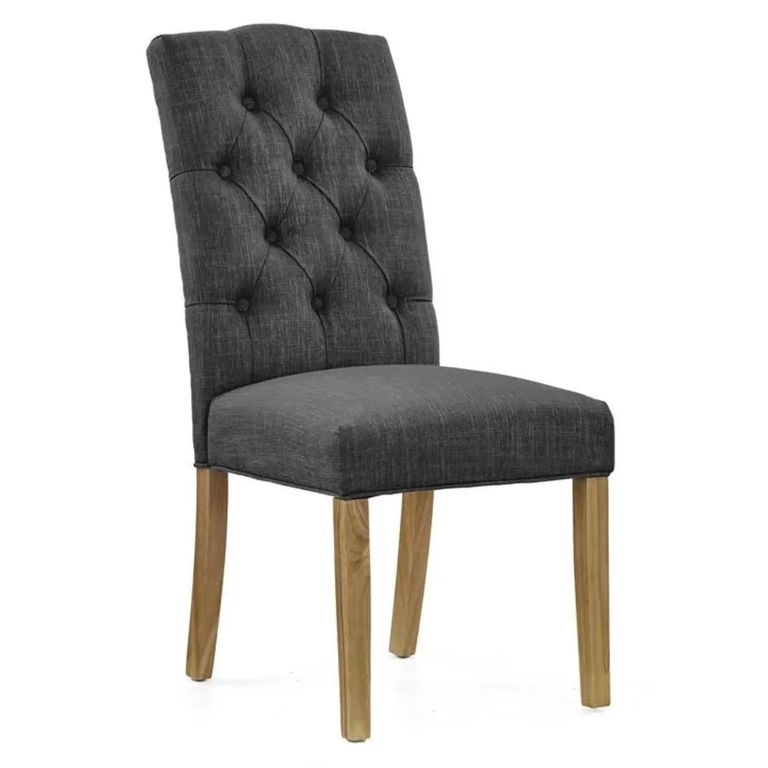 Normandy Dining Chair - Set of 2 - Charcoal Fabric Button Back
