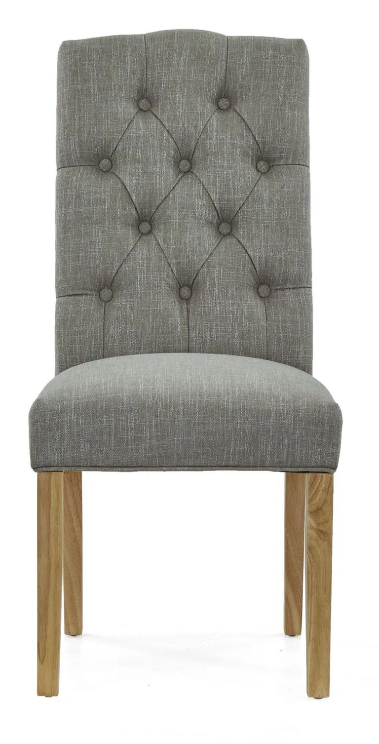 Normandy Dining Chair - Set of 2 - Grey Fabric Button Back