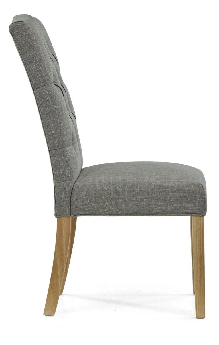 Normandy Dining Chair - Set of 2 - Grey Fabric Button Back