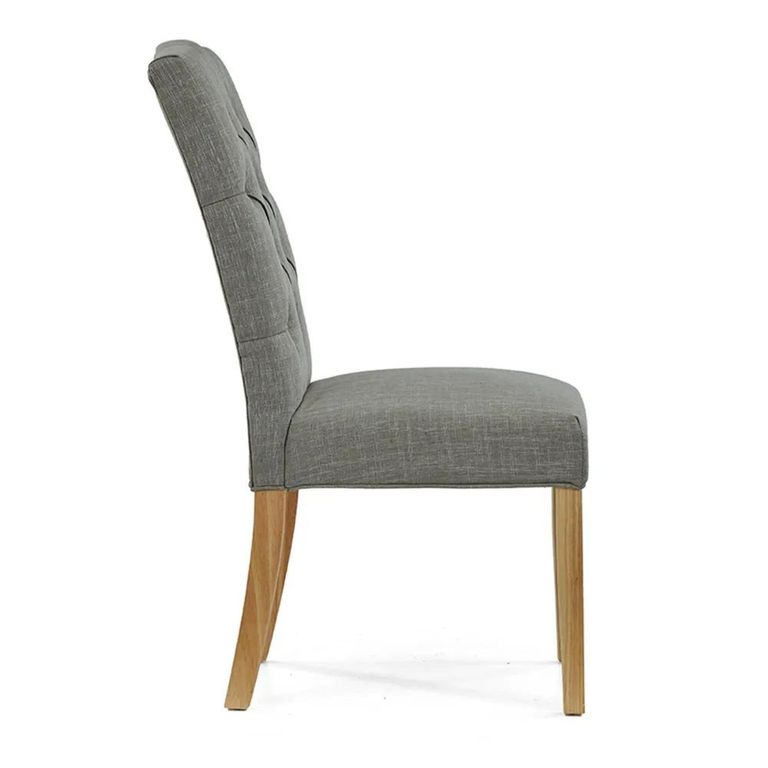 Normandy Dining Chair - Set of 2 - Grey Fabric Button Back