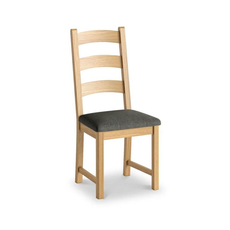 Normandy Dining Chair - Set of 2 - Charcoal Fabric - Ladder Back Oak
