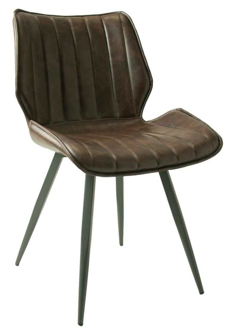 2 x Norwich Chestnut Vintage Leather Dining Chair