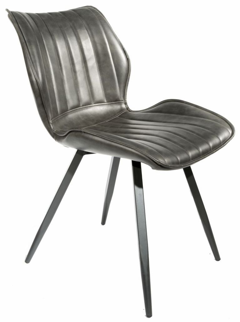 2 x Norwich Grey Vintage Leather Dining Chair