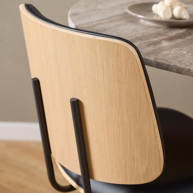 Owen Swivel Dining Chair - Set of 2 - Black Faux Leather