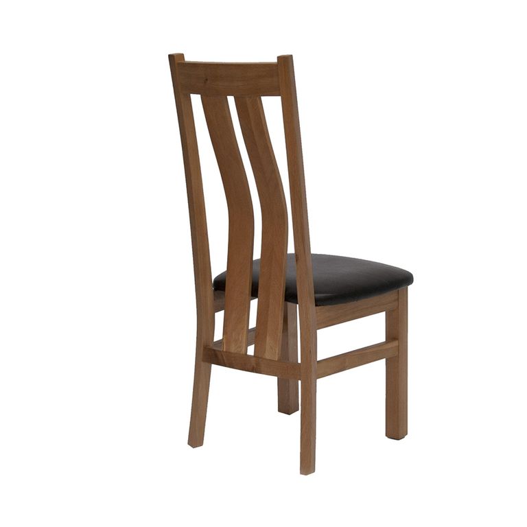 Vermont Dining Chair - Set of 2 - Oak - Dark Brown Leather