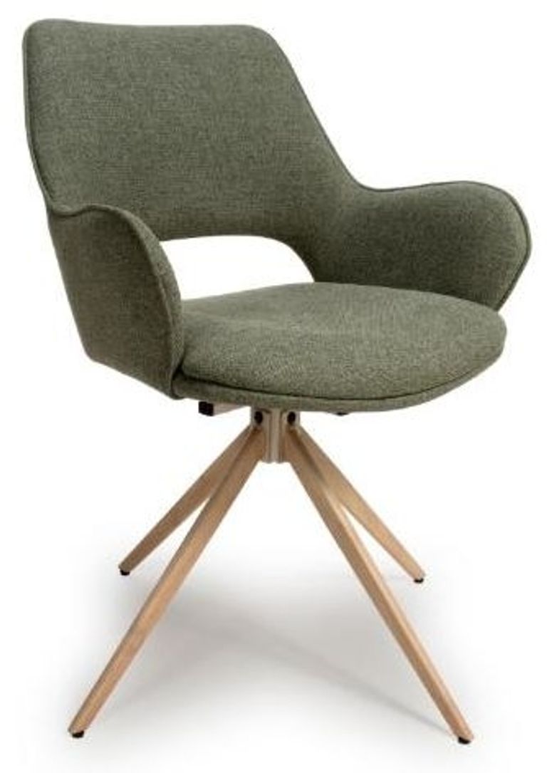 Perth Swivel Dining Chair - Set of 2 - Green Fabric