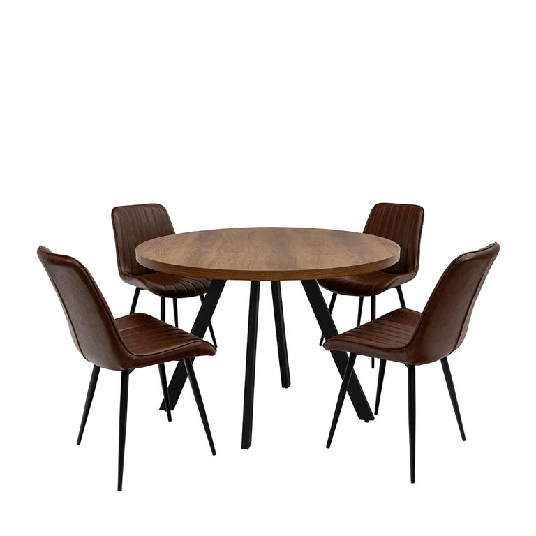 2 x Pomona Antique Tan Faux Leather Dining Chair