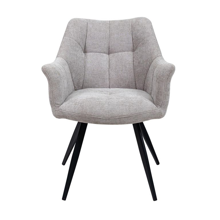 2 x Poppy Light Grey Fabric Dining Armchair