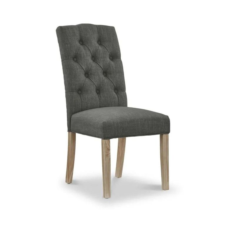 Salcombe Chelsea Dining Chair - Set of 2 - Oak & Charcoal Fabric