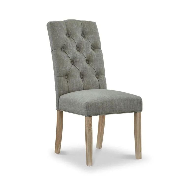 Salcombe Chelsea Dining Chair - Set of 2 - Oak & Grey Fabric