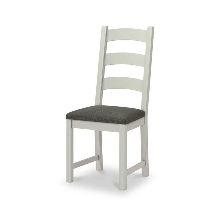 Salcombe Dining Chair - Set of 2 - Ladder Back - Grey Oak - Charcoal Fabric