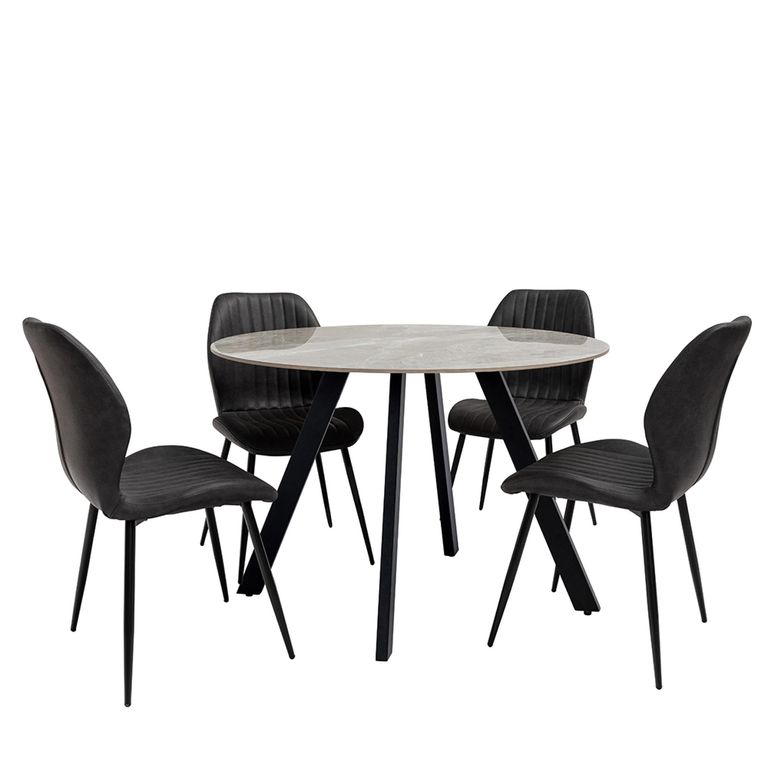 2 x Sheldon Charcoal Faux Leather Dining Chair