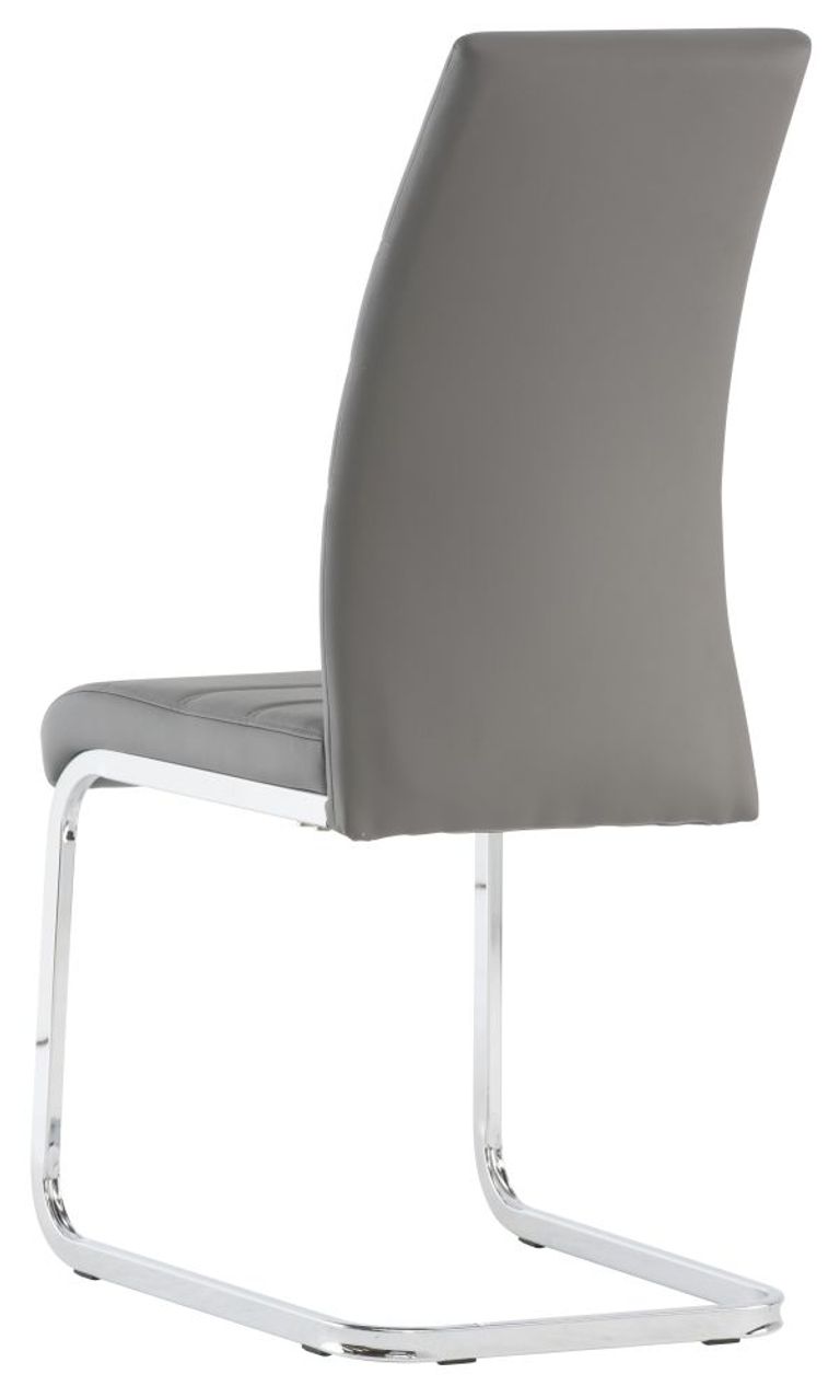 2 x Soho Grey Faux Leather Chrome Cantilever Dining Chair