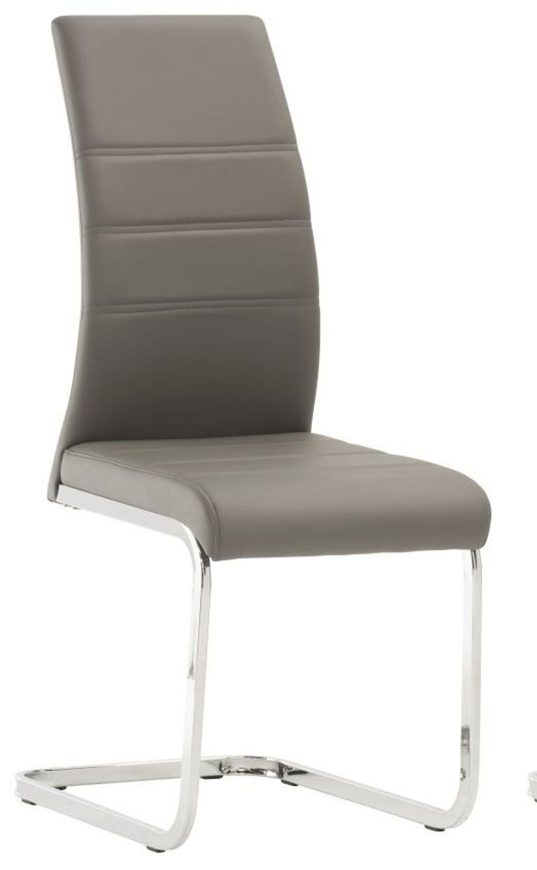 2 x Soho Grey Faux Leather Chrome Cantilever Dining Chair