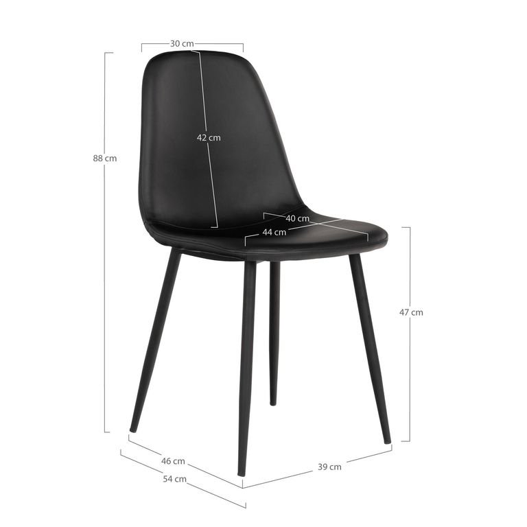 Stockholm Dining Chair - Set of 2 - Black Faux Leather