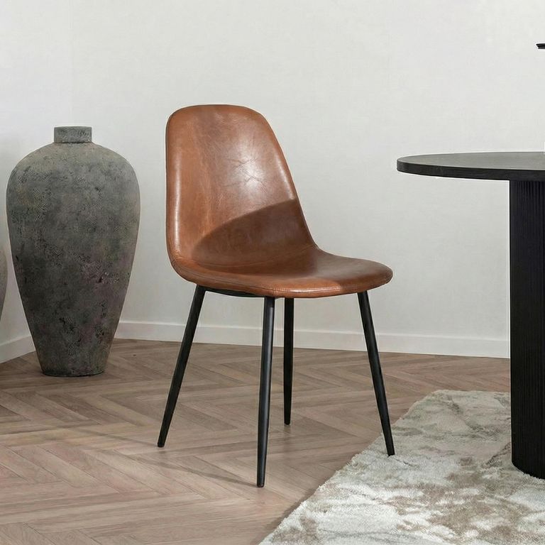 Stockholm Dining Chair - Set of 2 - Vintage Brown Faux Leather