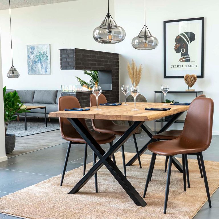 Stockholm Dining Chair - Set of 2 - Vintage Brown Faux Leather