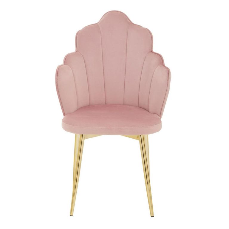 Tian Dining Chair - Set of 2 - Pink Velvet Fabric with Gold Legs