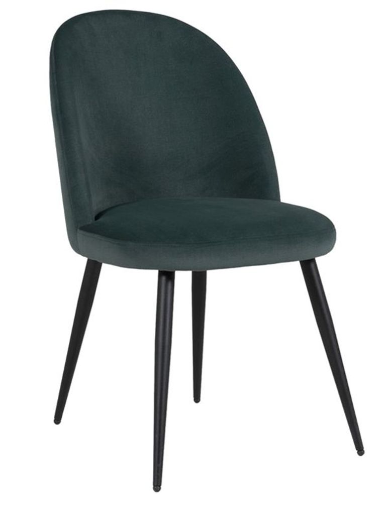 Gabi Dining Chair - Set of 2 - Sage Green Velvet - Black Legs