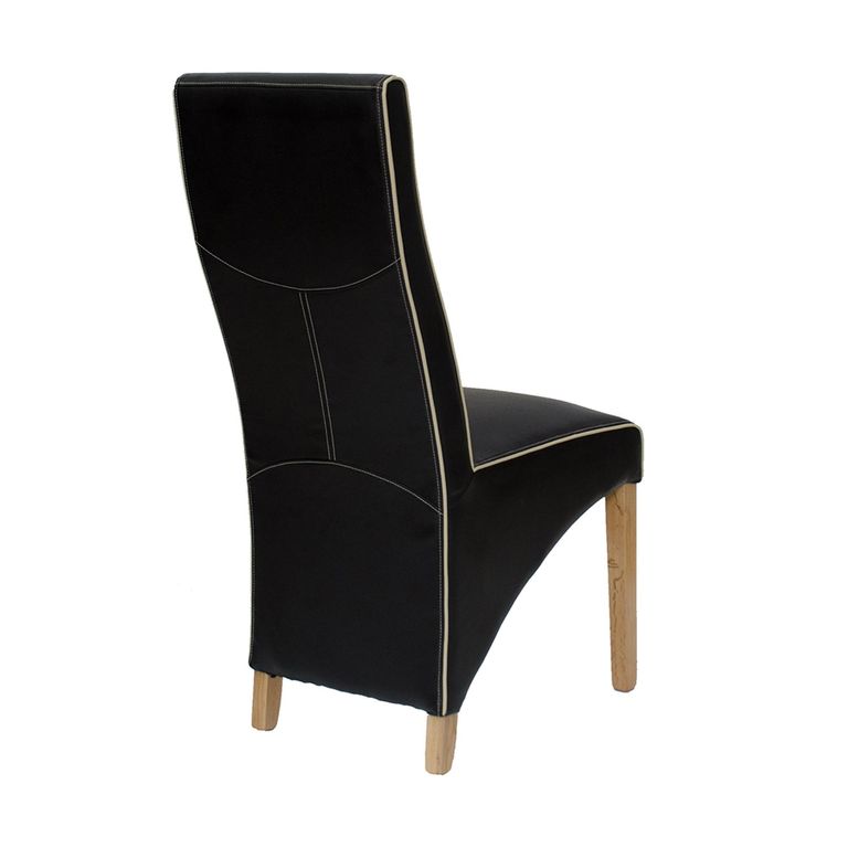 Wave Dining Chair - Set of 2 - Bone Contrast Piping Monaco Matt Noir