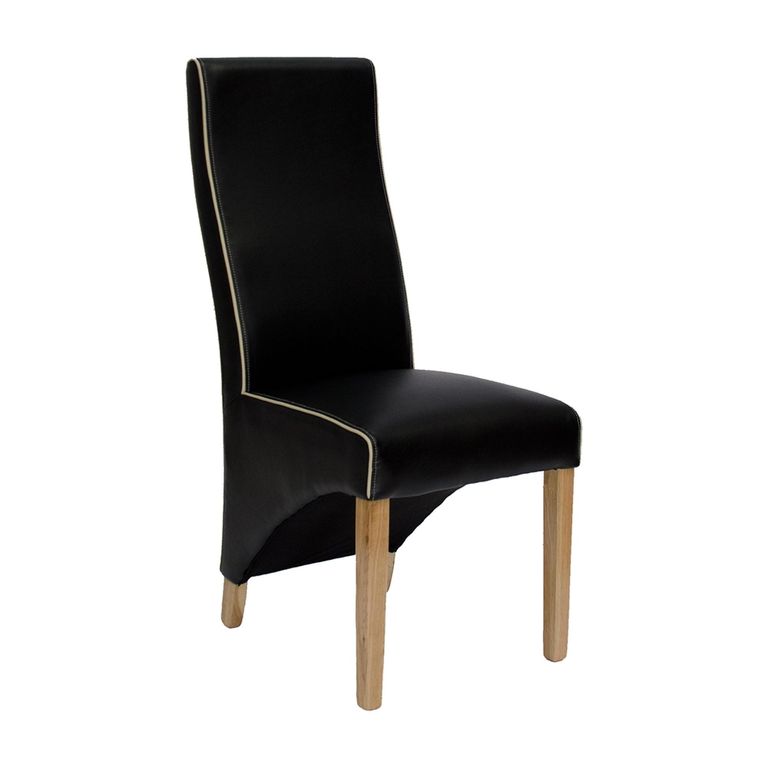 Wave Dining Chair - Set of 2 - Bone Contrast Piping Monaco Matt Noir