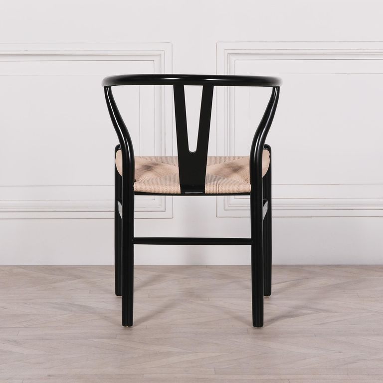 Wishbone Wood Curved Back Dining Chair - Set of 2 -Black Painted