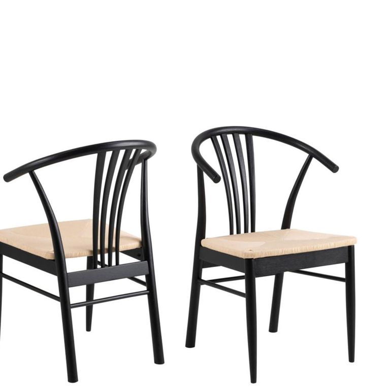 York Dining Chair - Set of 2 - Black - Curved Back