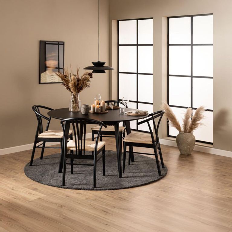 York Dining Chair - Set of 2 - Black - Curved Back