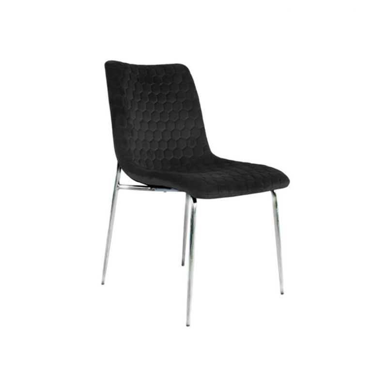 Zula Dining Chair - Set of 2 - Black Velvet Fabric - Chrome Legs