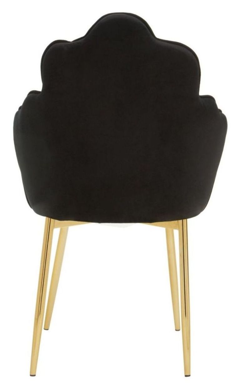 Tian Dining Chair - Set of 2 - Black Velvet Fabric with Gold Legs