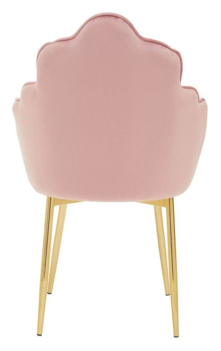 Tian Dining Chair - Set of 2 - Pink Velvet Fabric with Gold Legs