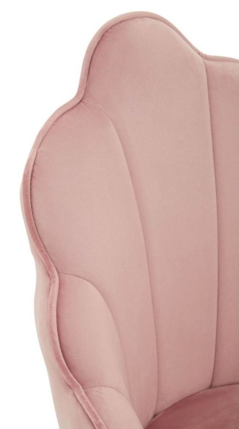 Tian Dining Chair - Set of 2 - Pink Velvet Fabric with Gold Legs