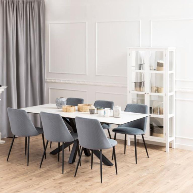 Ines Dining Chair - Set of 4 - Grey Fabric