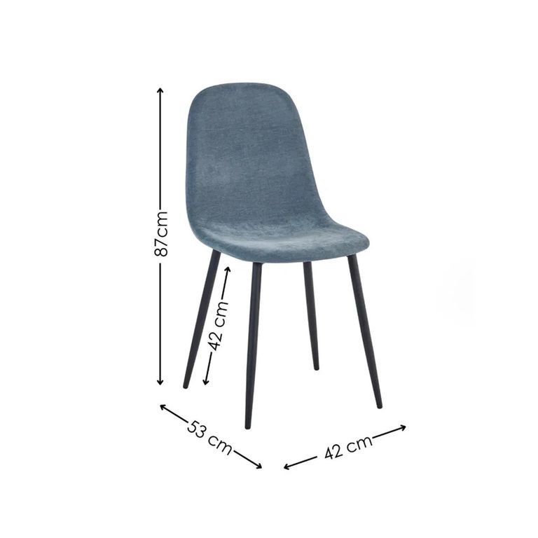 Lottie Dining Chair - Set of 4 - Denim Fabric