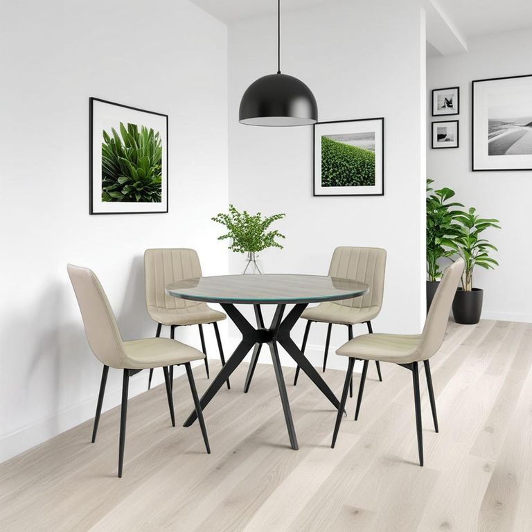 4 x Stone Faux Leather Dining Chair