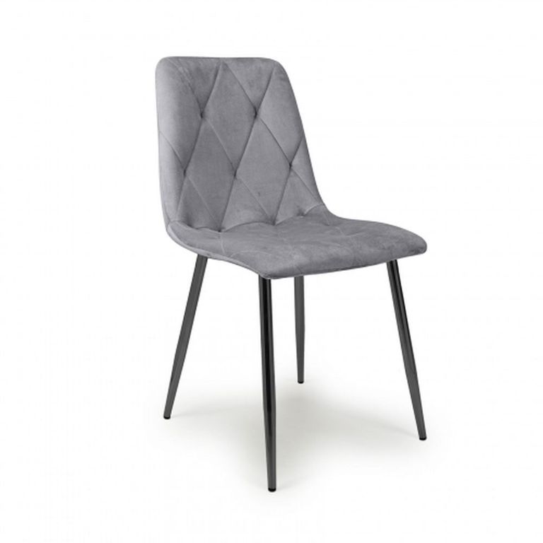 4 x Vernon Brushed Grey Velvet Dining Chair
