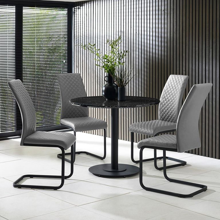 Xavier Cantilever Dining Chair - Set of 4 - Grey