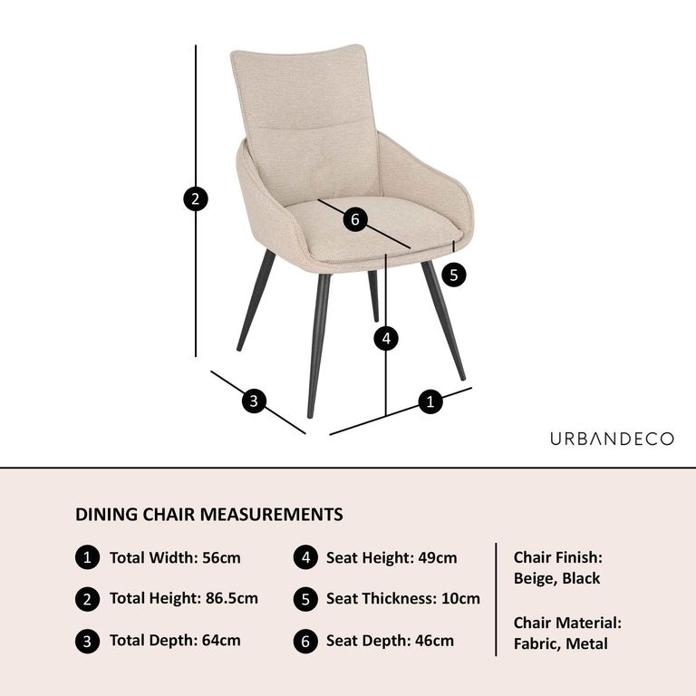 Ace Beige Fabric Swivel Dining Chair with Black Legs