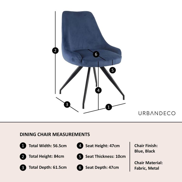 Arctic Blue Velvet Fabric Swivel Dining Chair with Black Legs