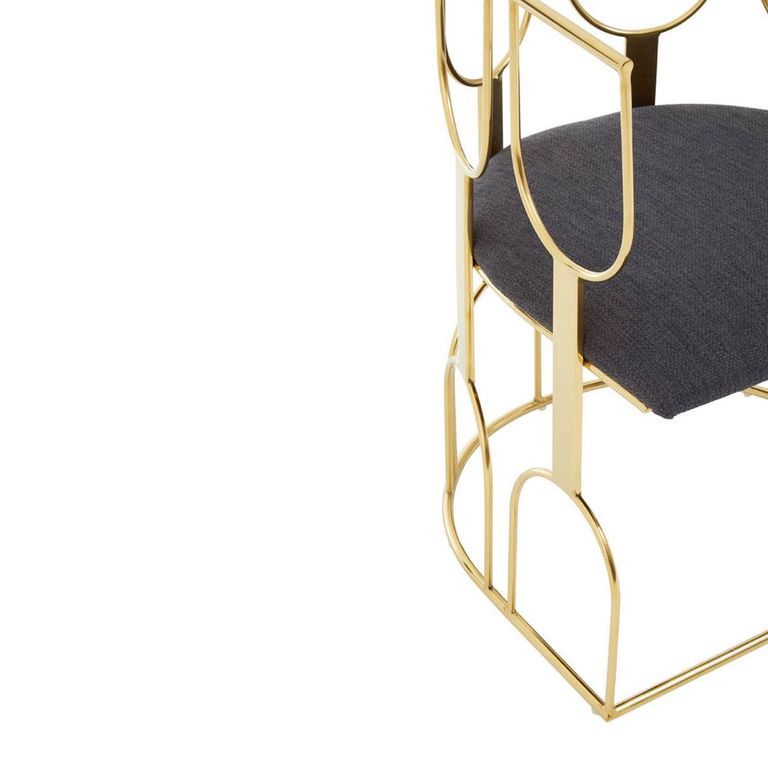 Azalea Dining Chair - Black Fabric with Gold Metal