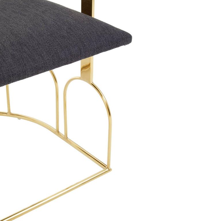 Azalea Dining Chair - Black Fabric with Gold Metal