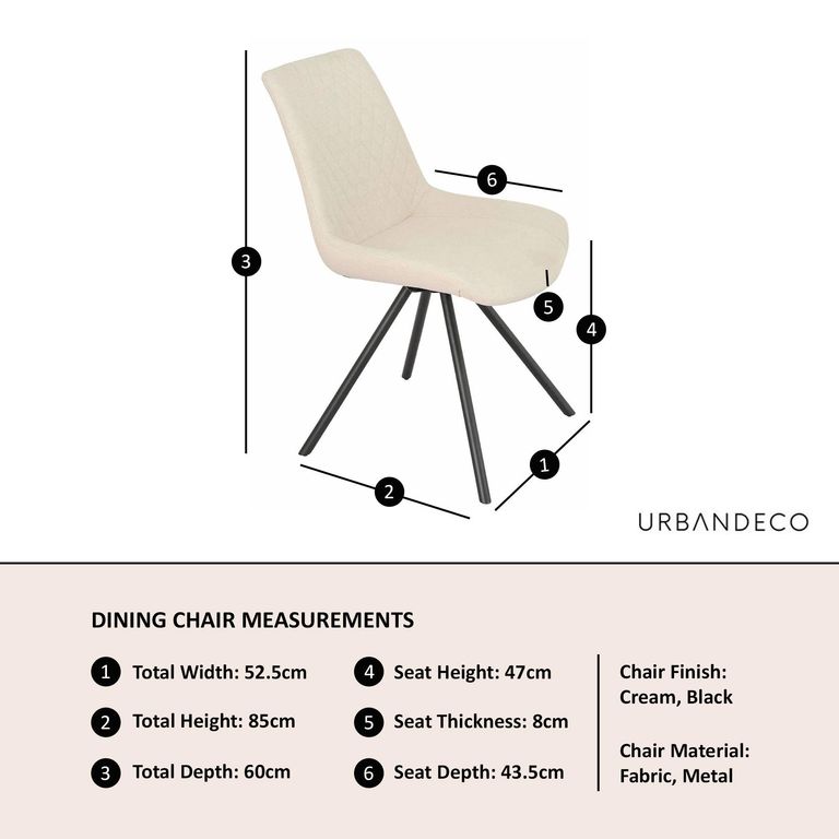 Boden Cream Fabric Swivel Dining Chair with Black Legs