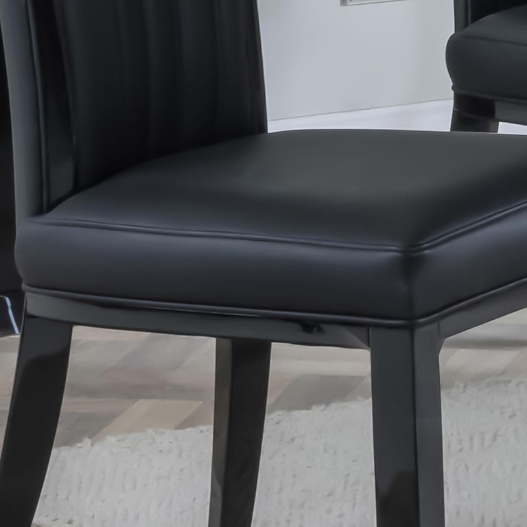 Cadiz Black Leather Large High Back Dining Chair with Black Legs