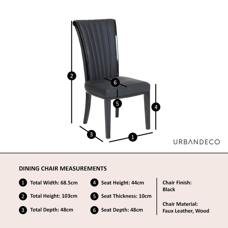 Cadiz Black Leather Large High Back Dining Chair with Black Legs