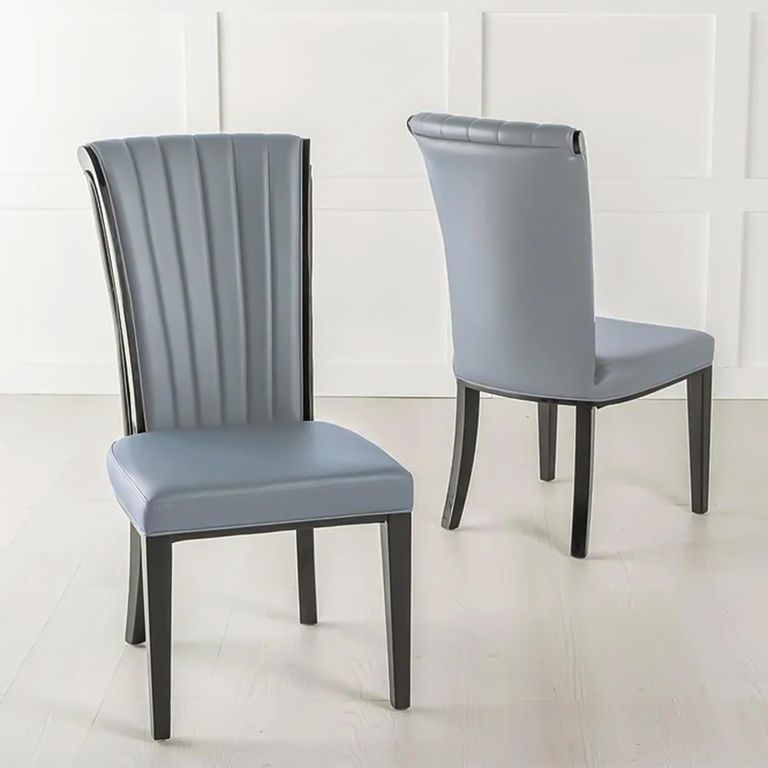 Cadiz Grey Leather Large High Back Dining Chair with Black Legs