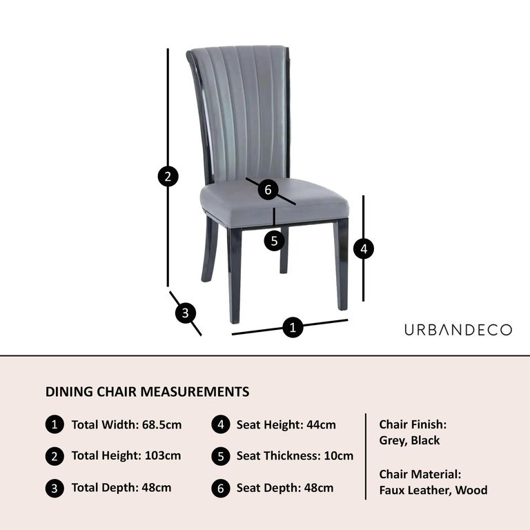 Cadiz Grey Leather Large High Back Dining Chair with Black Legs