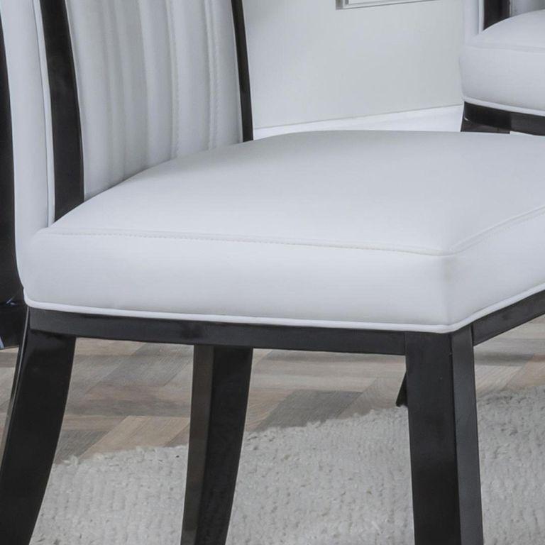 Cadiz White Leather Large High Back Dining Chair with Black Legs