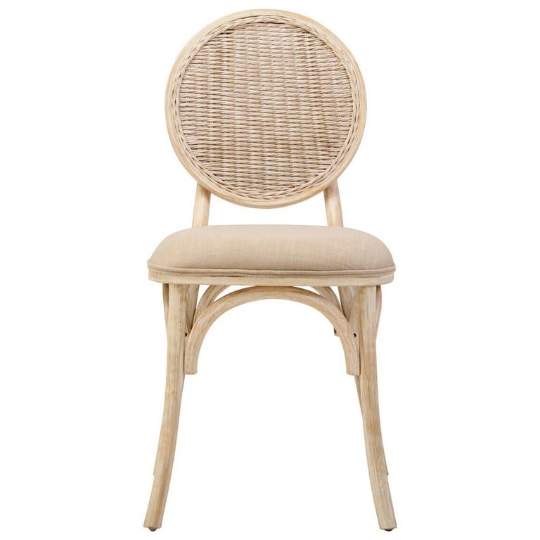 Cebu Dining Chair - White Wash - Padded - Elm Wood