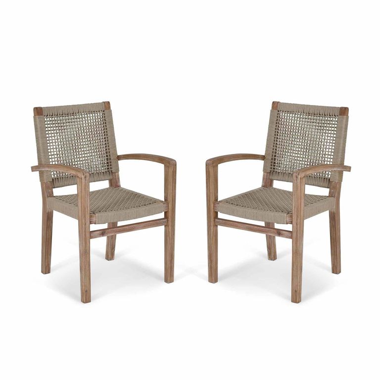 Chilford Outdoor Solid Wood Carver Dining Chairs Set of 2