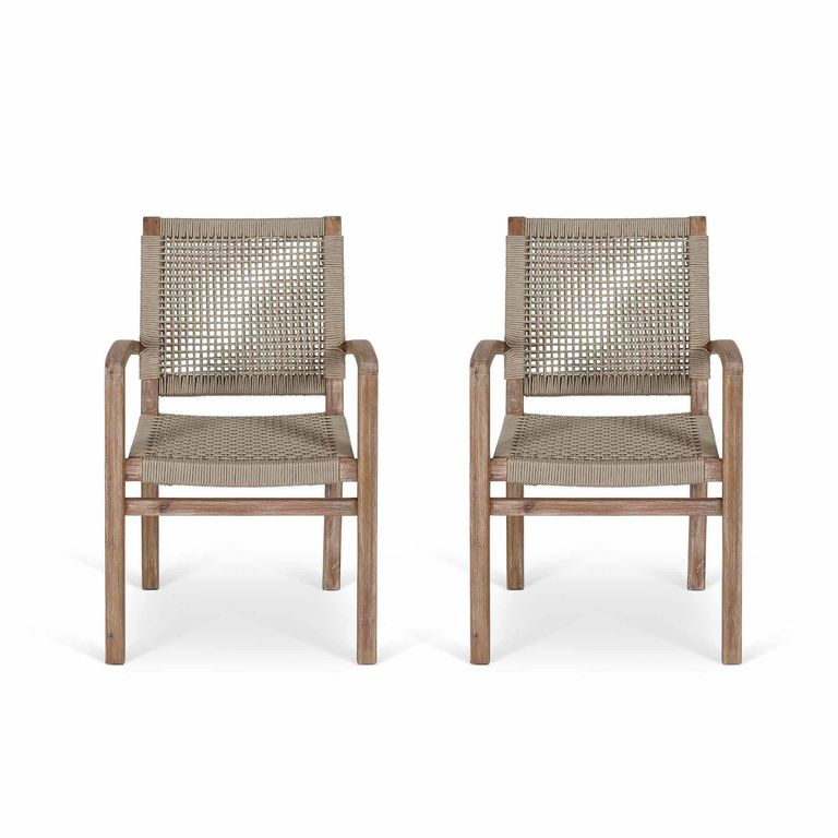 Chilford Outdoor Solid Wood Carver Dining Chairs Set of 2